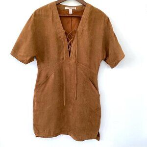 Forever 21 Suede-Look Mini Dress in Chestnut Brown